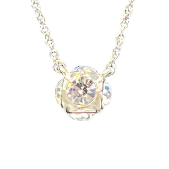 Kate Spade New York Silver-Tone Crystal Pendant Necklace With Chain & Pouch - Picture 5 of 9